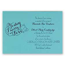 My Love - Aqua Shimmer - Foil Invitation