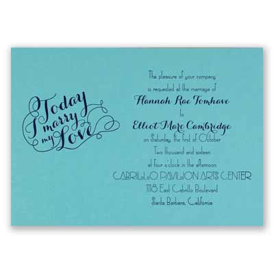 My Love - Aqua Shimmer - Foil Invitation