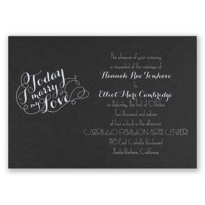 My Love - Black Shimmer - Foil Invitation