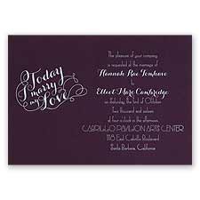 My Love - Eggplant - Foil Invitation