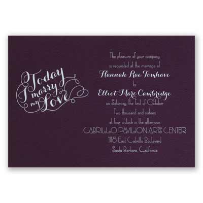 My Love - Eggplant - Foil Invitation