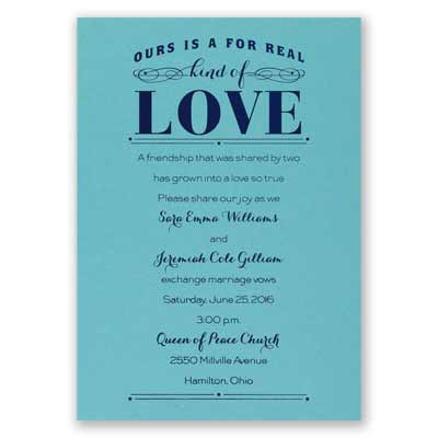 Real Love - Aqua Shimmer - Foil Invitation