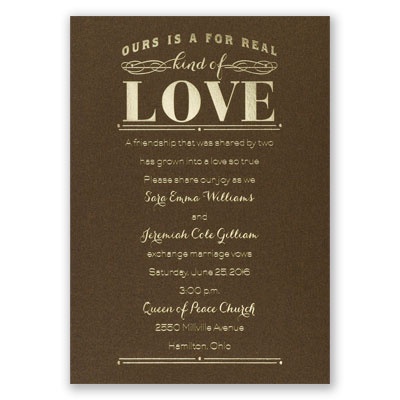 Real Love - Brown Shimmer - Foil Invitation