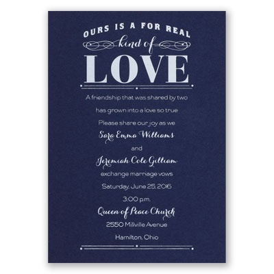 Real Love - Navy - Foil Invitation