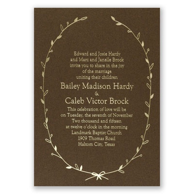 Naturally Beautiful - Brown Shimmer - Foil Invitation