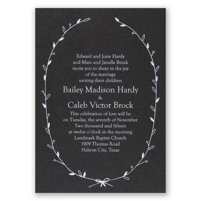 Naturally Beautiful - Black Shimmer - Foil Invitation