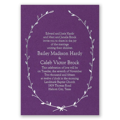 Naturally Beautiful - Purple Shimmer - Foil Invitation
