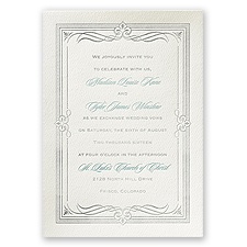 Diamonds and Swirls - Ecru - Featherpress Invitation