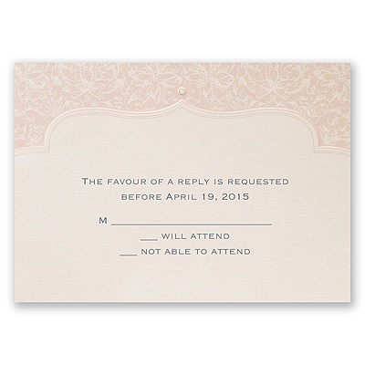 Faded Pink Filigree - Response Card and Envelope