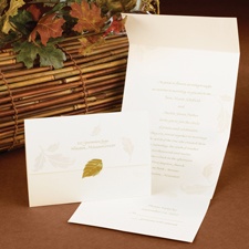 Shimmering Leaves Ecru - Seal and Send Invitation