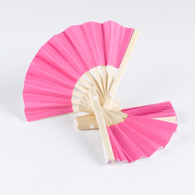 Mini Bamboo Favor Fan - Hot Pink