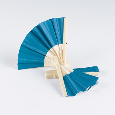 Mini Bamboo Favor Fan - Blue
