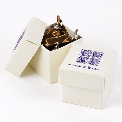 Ivory Shimmer Two-Piece Favor Boxes