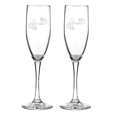 Heart Flourish Toasting Flutes