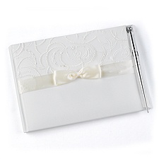Embroidered Swirls - Ivory Guest Book