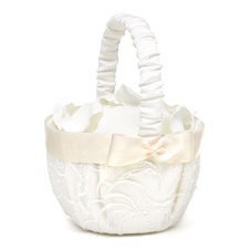 Embroidered Swirls - Ivory Flower Basket