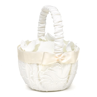Embroidered Swirls - Ivory Flower Basket