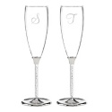 Crystal Filled Wedding Toasting Flutes