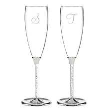 Crystal Filled Wedding Toasting Flutes