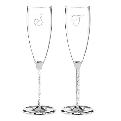 Crystal Filled Wedding Toasting Flutes