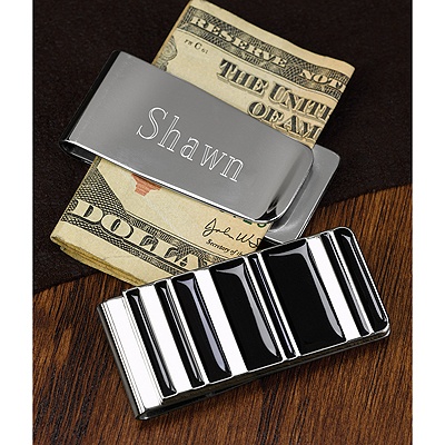 Silver and Black Money Clip