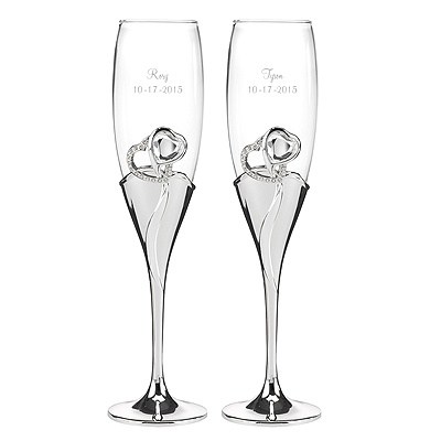 Glam Rhinestone Hearts Flutes