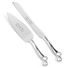 Glam Rhinestone Hearts Knife and Server Set