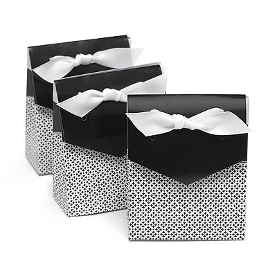 Black Flap Patterned Favor Boxes