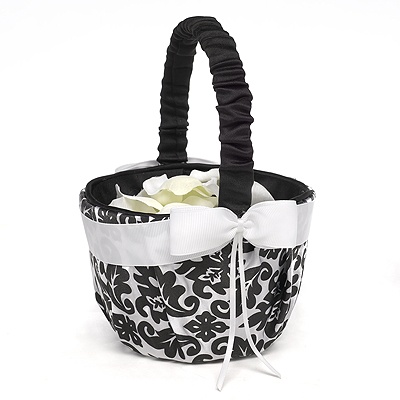 Elegant Black Damask Flower Basket