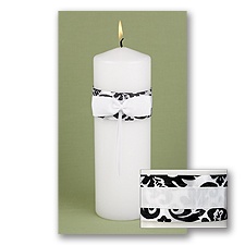 Elegant Black Damask Unity Candle