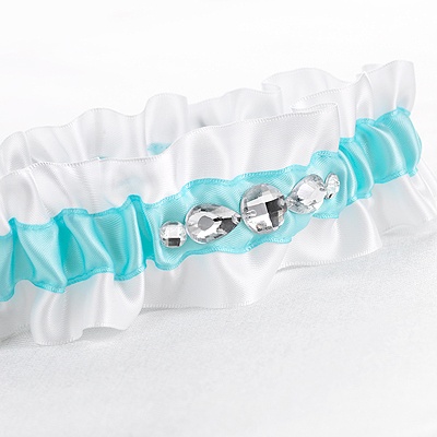 Aqua Dramatic Bling Wedding Garter