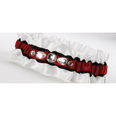 Red and Black Dramatic Bling Wedding Garter