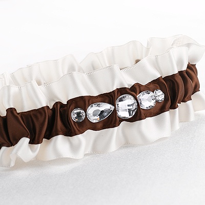 Brown Dramatic Bling Weding Garter