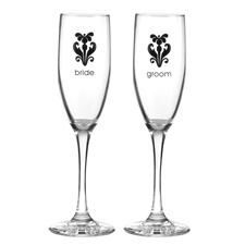Black Damask Toasting Flutes