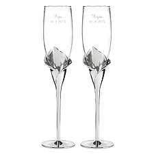Silver Calla Lily Toasting Flutes