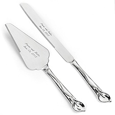 Silver Calla Lily Knife and Server Set