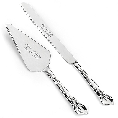Silver Calla Lily Knife and Server Set
