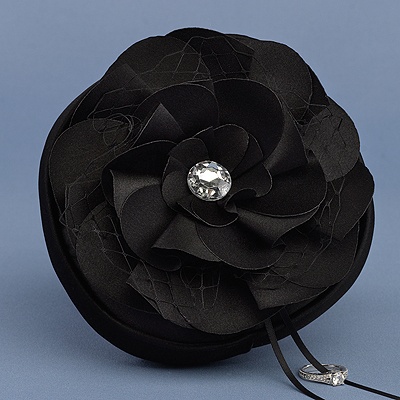 Floral Glam Ring Pillow - Black