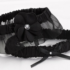 Floral Glam Garter Set - Black