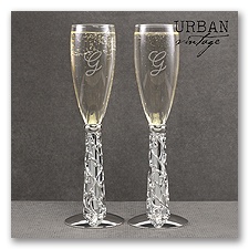 Ornate Hearts Wedding Toasting Flutes