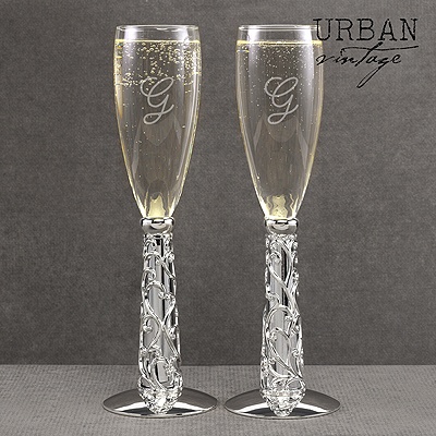 Ornate Hearts Wedding Toasting Flutes