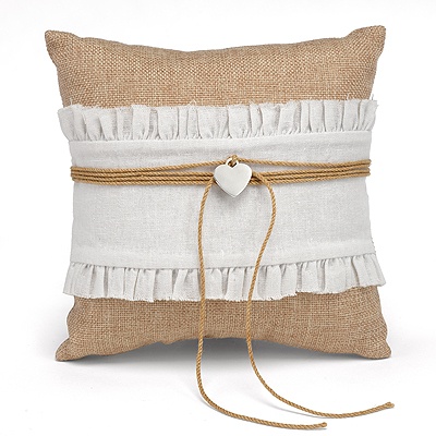 Burlap Beauty Ring Pillow