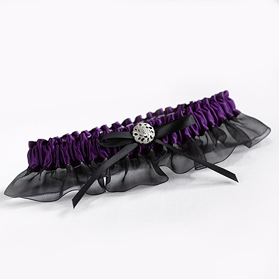 Purple and Black Wedding Garter