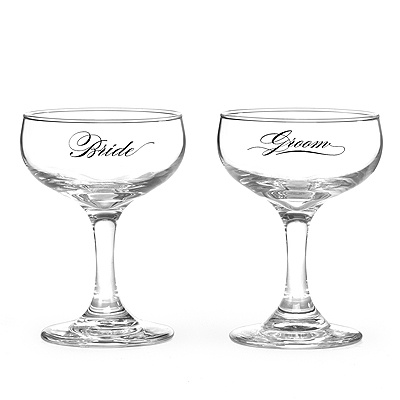Calligraphy Champagne Glasses
