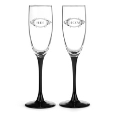 Black Filigree Wedding Toasting Flutes