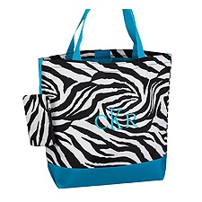 Teal Zebra Tote Bag