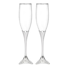 Silver Petals Toasting Flutes