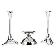 Silver Petals Candle Stand Set