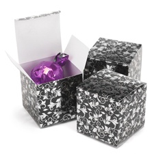 Foil Filigree - Black and Silver - Favor Boxes