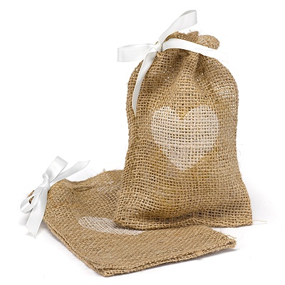 Heart Burlap Favor Bags